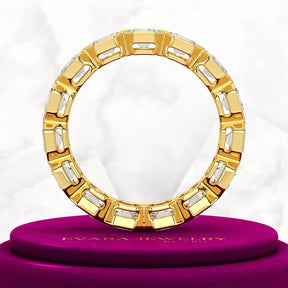 5.25 Carats Bezel Set Asscher Cut Modern Deco Diamond Eternity Band - Evara Jewelry LLC