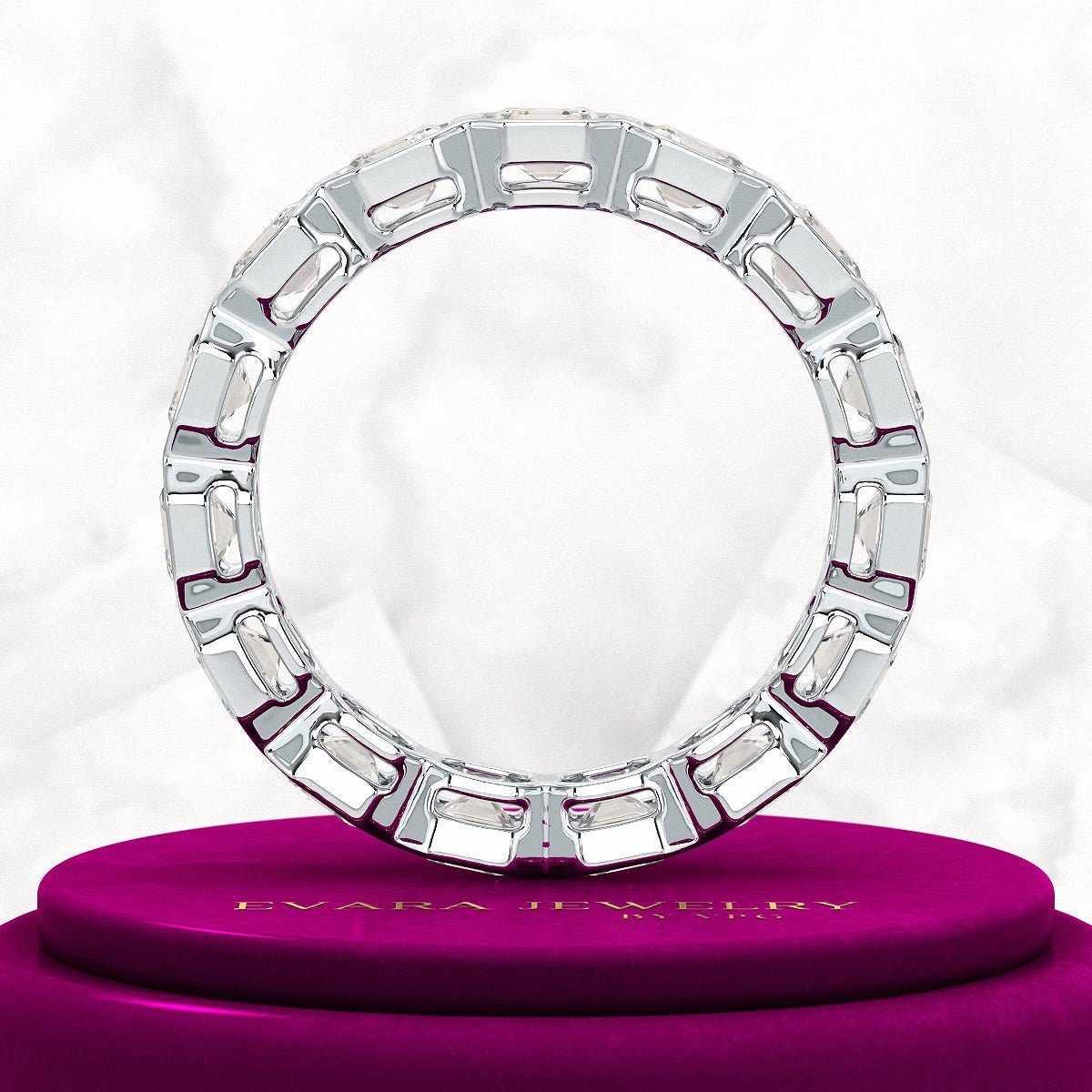 5.25 Carats Bezel Set Asscher Cut Modern Deco Diamond Eternity Band - Evara Jewelry LLC