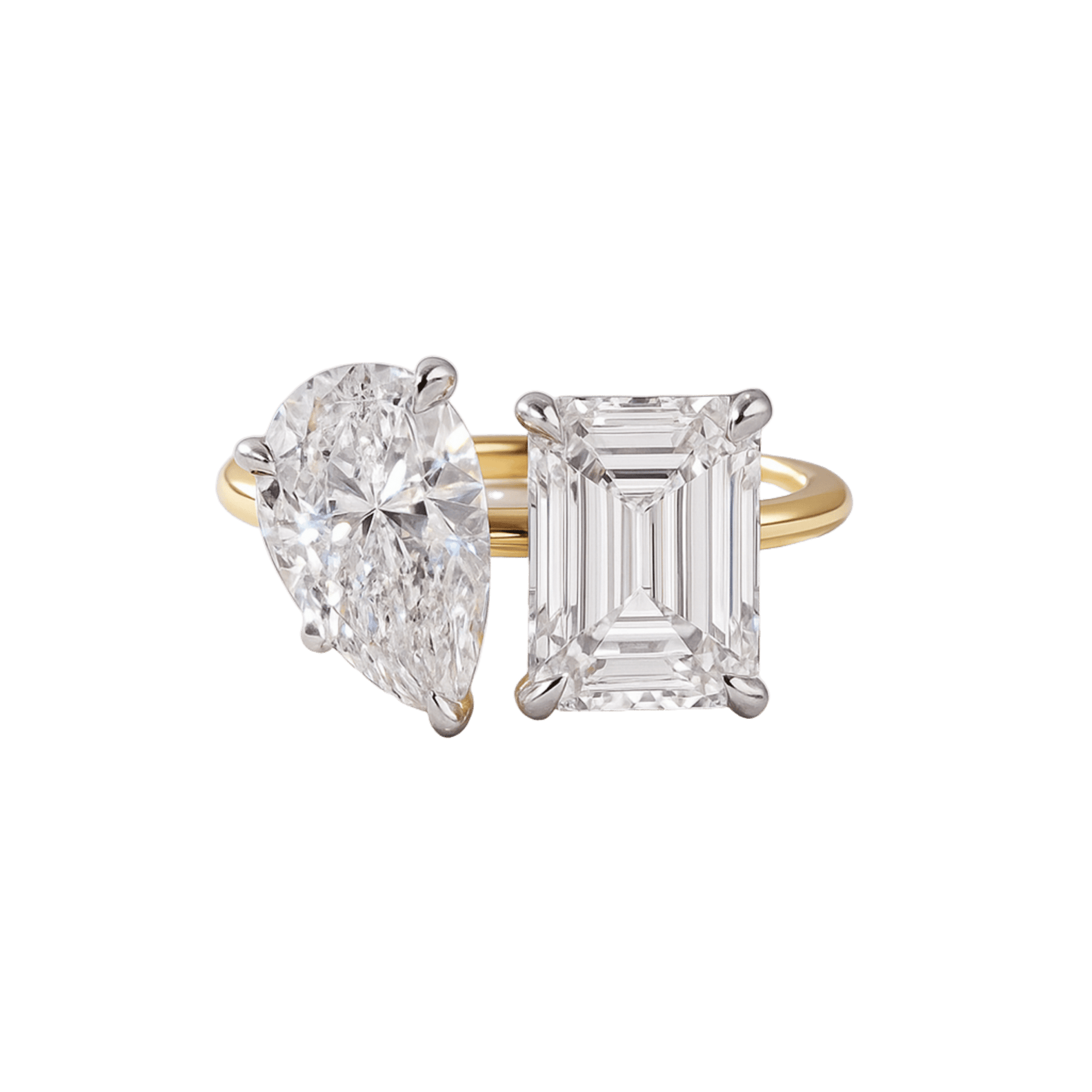 5.50 Carats Pear & Emerald Cut Two Stone Toi Et Moi Wedding Ring - Evara Jewelry LLC