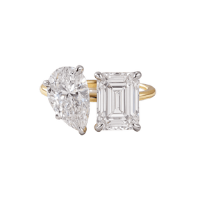 5.50 Carats Pear & Emerald Cut Two Stone Toi Et Moi Wedding Ring - Evara Jewelry LLC