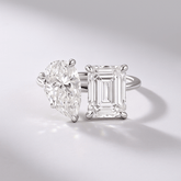 5.50 Carats Pear & Emerald Cut Two Stone Toi Et Moi Wedding Ring - Evara Jewelry LLC