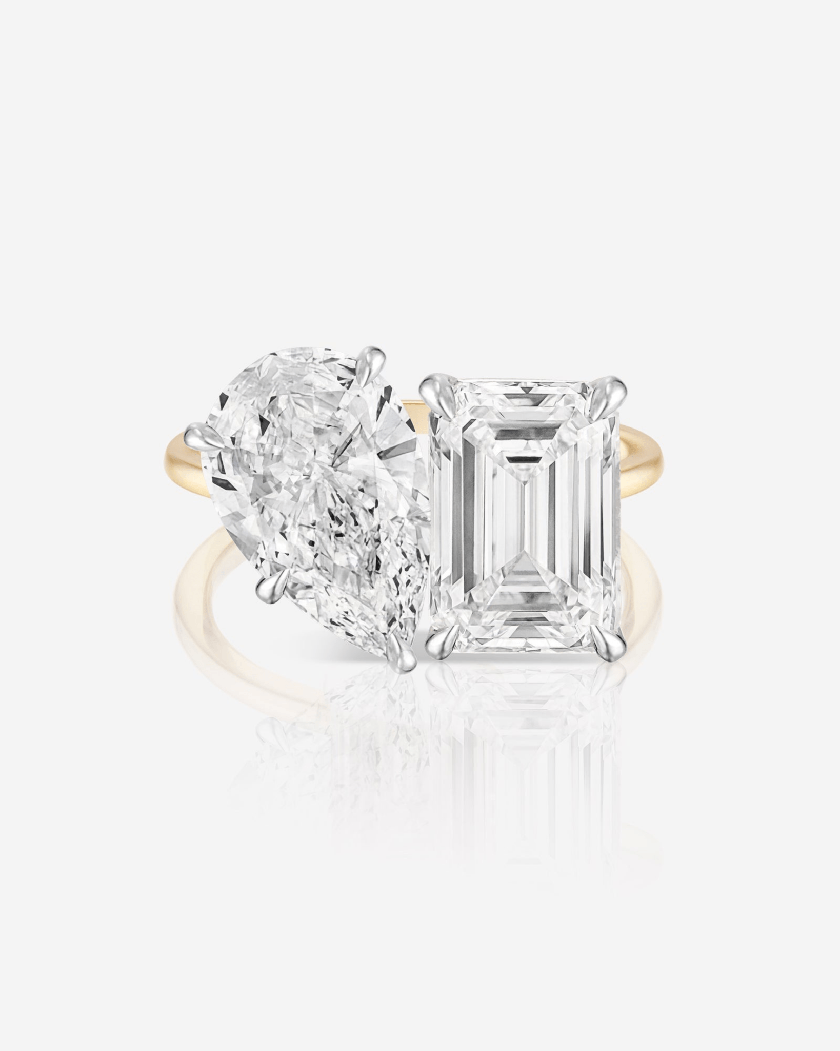 5.50 Carats Pear & Emerald Cut Two Stone Toi Et Moi Wedding Ring - Evara Jewelry LLC