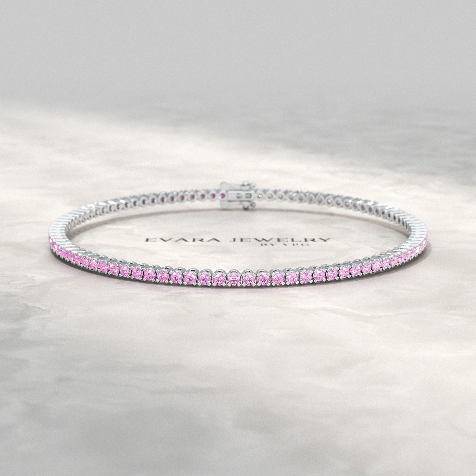 Ombre 3.24 Carats Natural Pink Sapphire Tennis Bracelet in 14K/18K White Gold