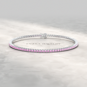 Ombre 3.24 Carats Natural Pink Sapphire Tennis Bracelet in 14K/18K White Gold