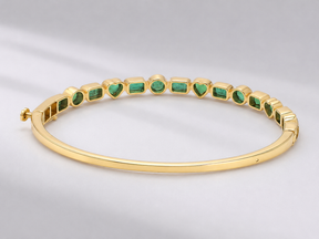 3 Carat Natural Emerald Bezel-Set Cuff Bangle – May Birthstone Bracelet
