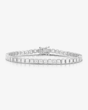 5 Carat Bezel Set Emerald Cut Luxury Diamond Tennis Bracelet in 14K Gold