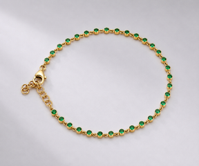 Natural Emerald Dainty Bezel Bracelet – May Birthstone Jewelry