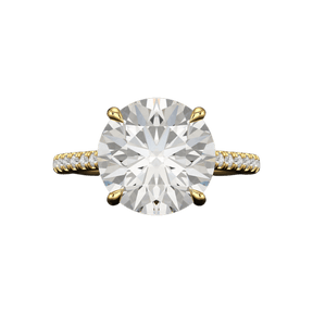 5 Carat Round Cut Diamond Thin French Pave Engagement Ring