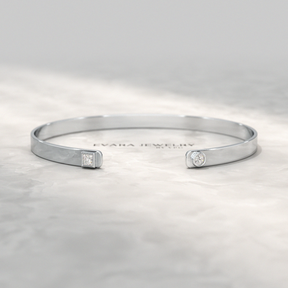 Diamond Solitaire Cuff Bracelet in 10K, 14K, 18K Solid Gold