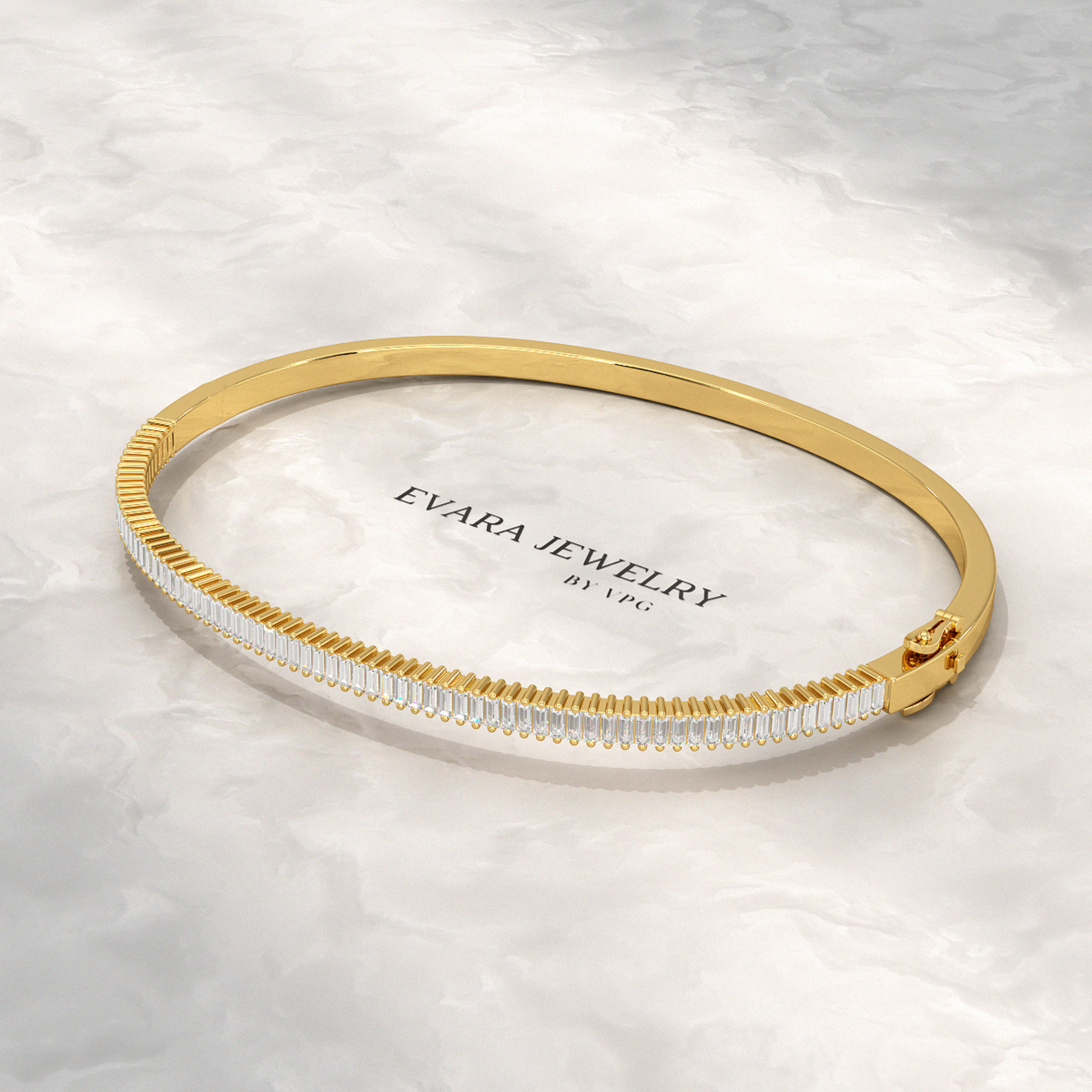 1.35 Carats Diamond Baguette Bangle Bracelet