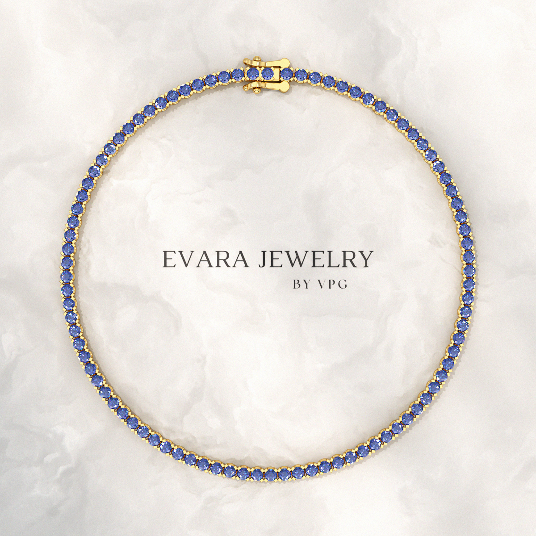 3.14 Carats Natural Blue Sapphire Tennis Bracelet in 14K/18K Solid Gold