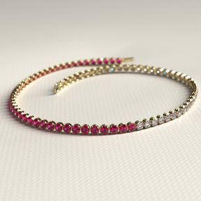 Natural Ruby & Diamond 50-50 Tennis Bracelet in 14K Rose Gold