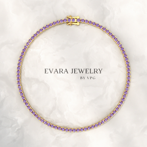 3.24 Carat Purple Amethyst Tennis Bracelet in 14K/18K Solid Gold