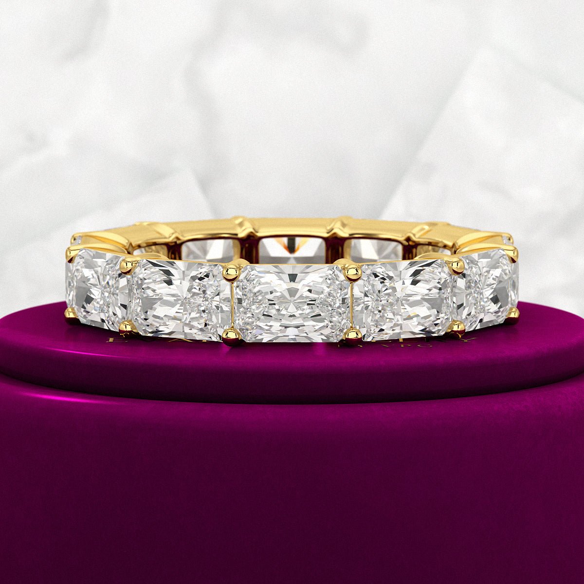6 Carat East West Radiant Cut Diamond Stacking Wedding Band - Evara Jewelry LLC