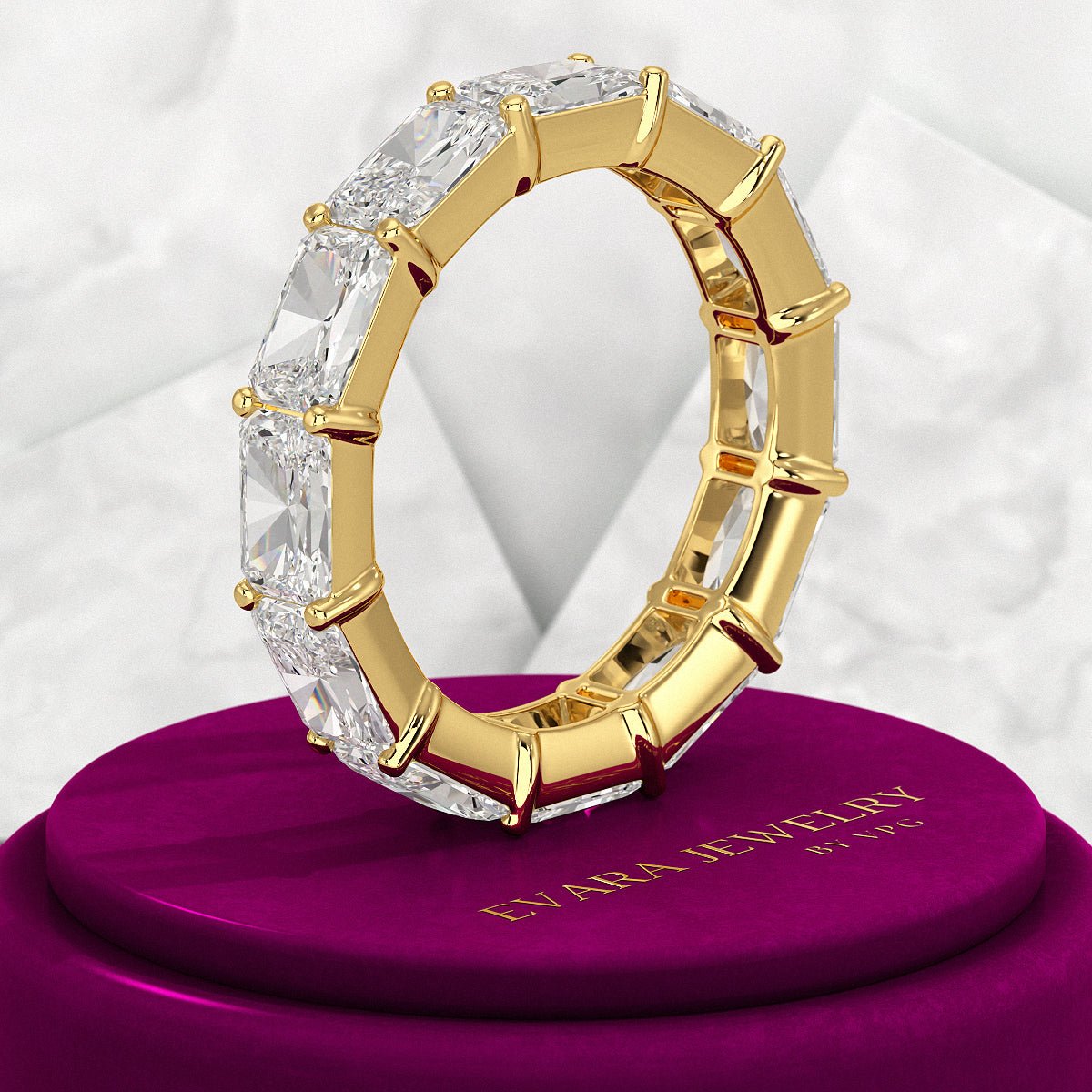 6 Carat East West Radiant Cut Diamond Stacking Wedding Band - Evara Jewelry LLC