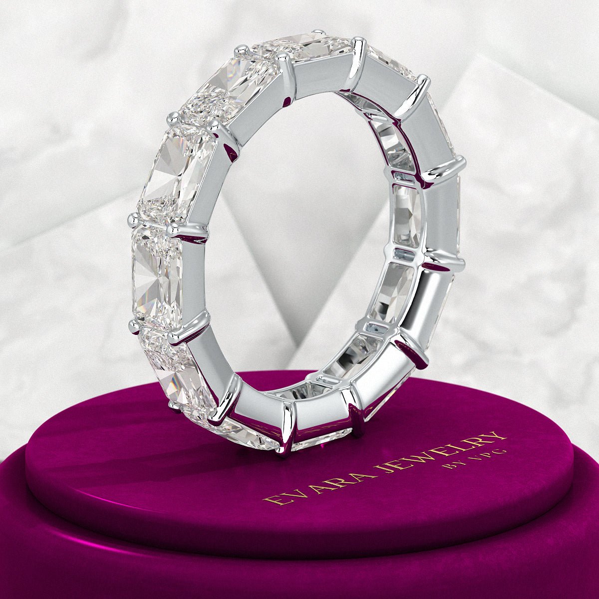 6 Carat East West Radiant Cut Diamond Stacking Wedding Band - Evara Jewelry LLC