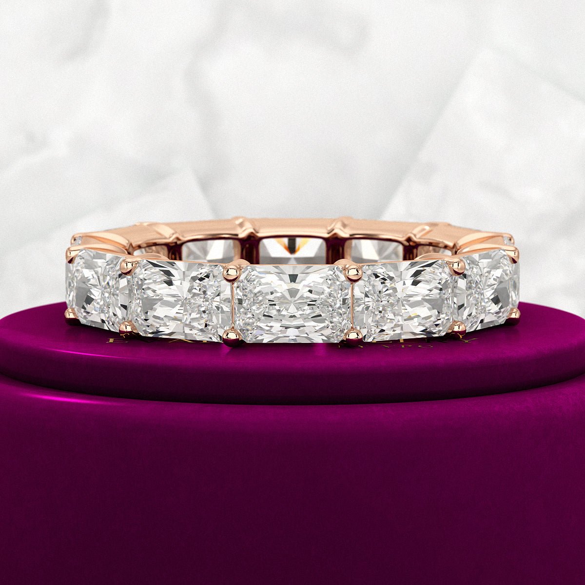 6 Carat East West Radiant Cut Diamond Stacking Wedding Band - Evara Jewelry LLC