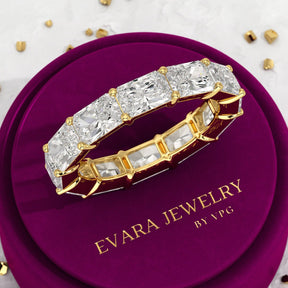 6 Carat East West Radiant Cut Diamond Stacking Wedding Band - Evara Jewelry LLC
