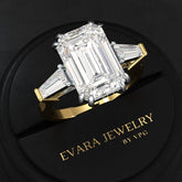 6 Carat Emerald Cut Diamond Engagement Ring - Evara Jewelry LLC