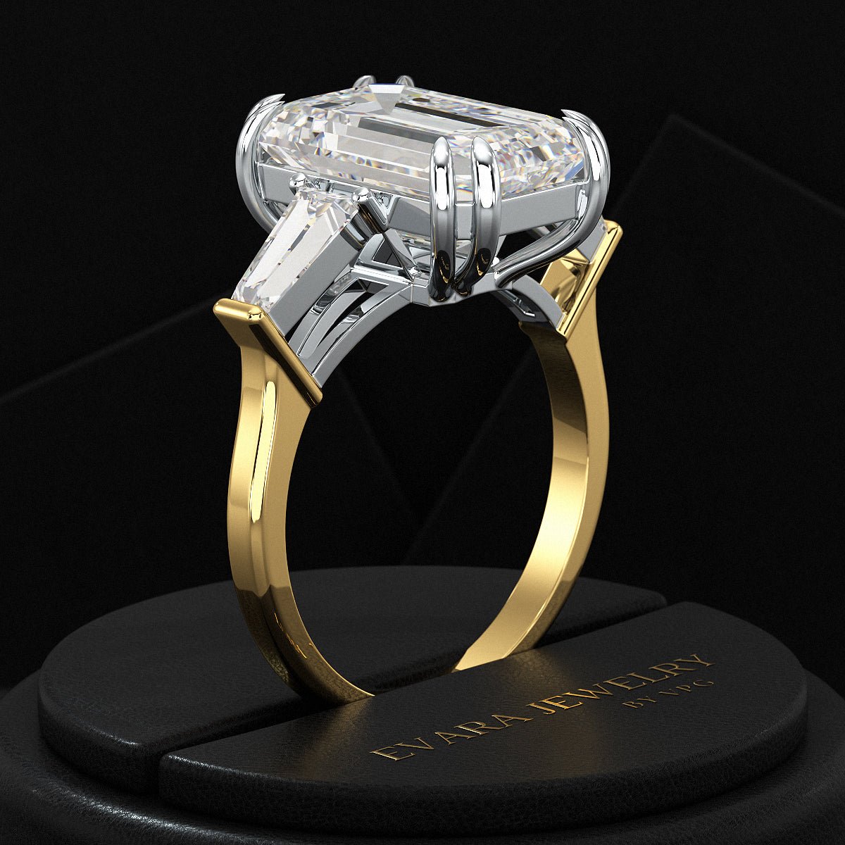 6 Carat Emerald Cut Diamond Engagement Ring - Evara Jewelry LLC