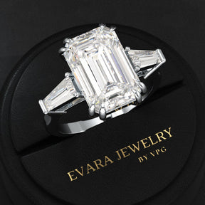 6 Carat Emerald Cut Diamond Engagement Ring - Evara Jewelry LLC