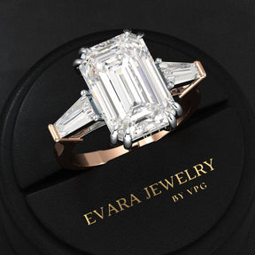 6 Carat Emerald Cut Diamond Engagement Ring - Evara Jewelry LLC