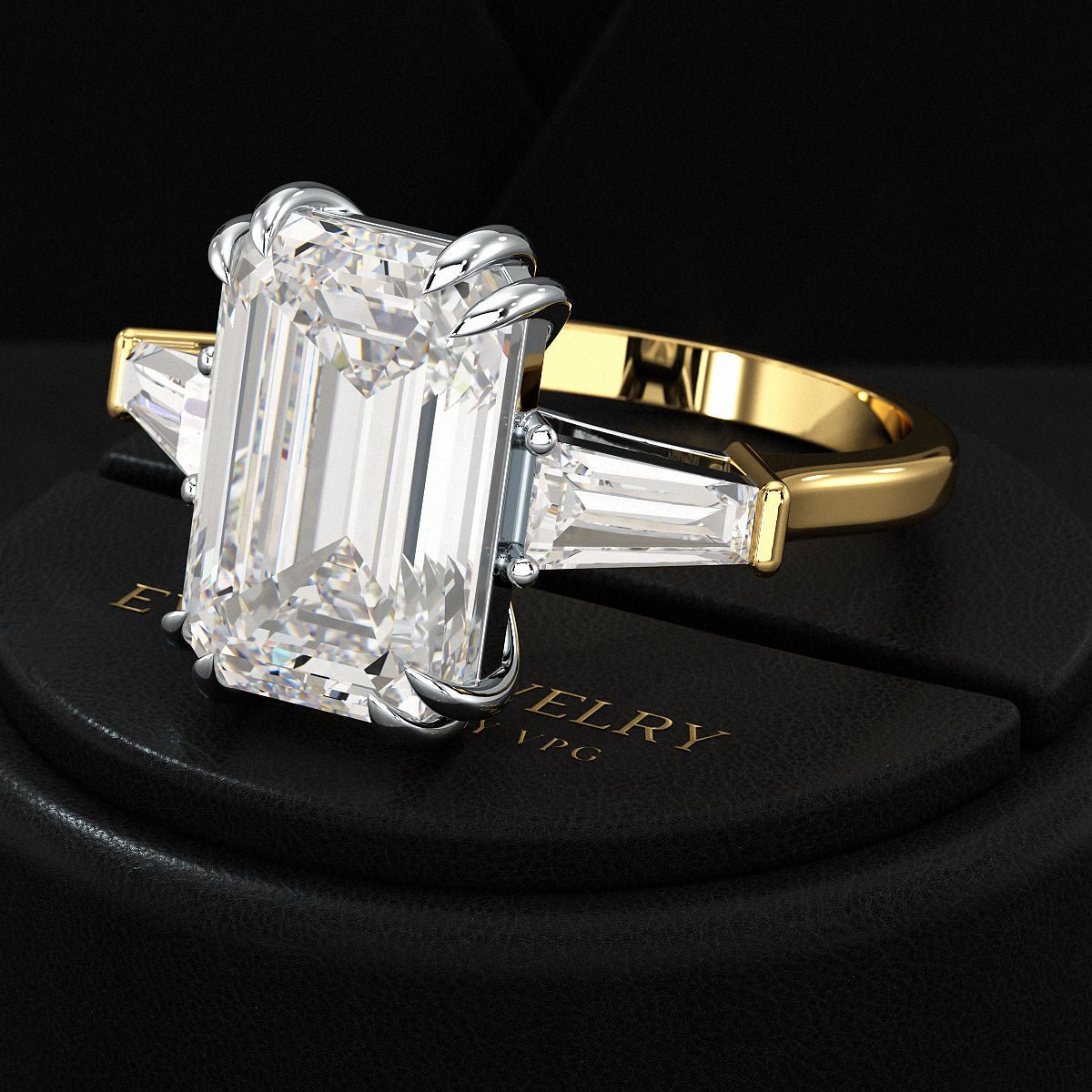 6 Carat Emerald Cut Diamond Engagement Ring - Evara Jewelry LLC