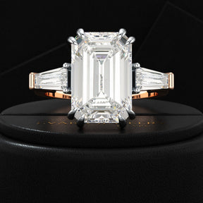 6 Carat Emerald Cut Diamond Engagement Ring - Evara Jewelry LLC