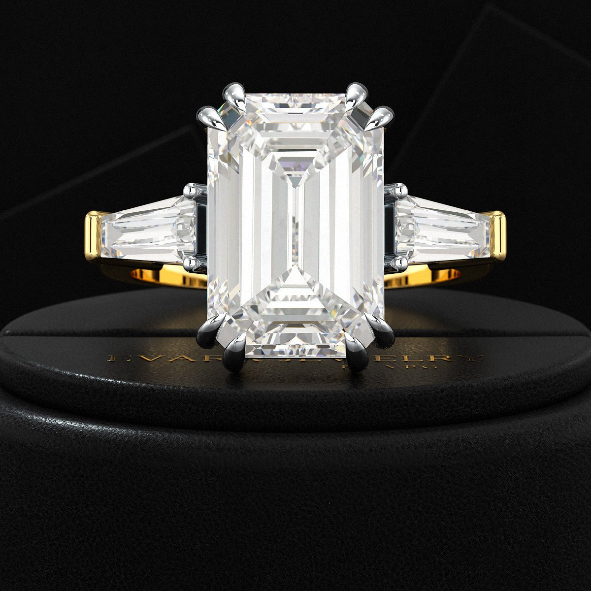 6 Carat Emerald Cut Diamond Engagement Ring - Evara Jewelry LLC