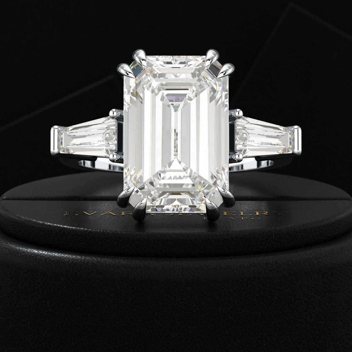 6 Carat Emerald Cut Diamond Engagement Ring - Evara Jewelry LLC