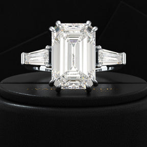 6 Carat Emerald Cut Diamond Engagement Ring - Evara Jewelry LLC