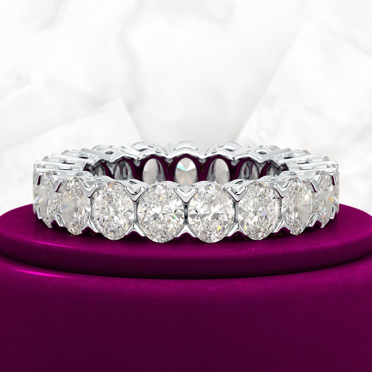 6 Carat Oval Cut Lab Grown Diamond Wedding Eternity Band - Evara Jewelry LLC
