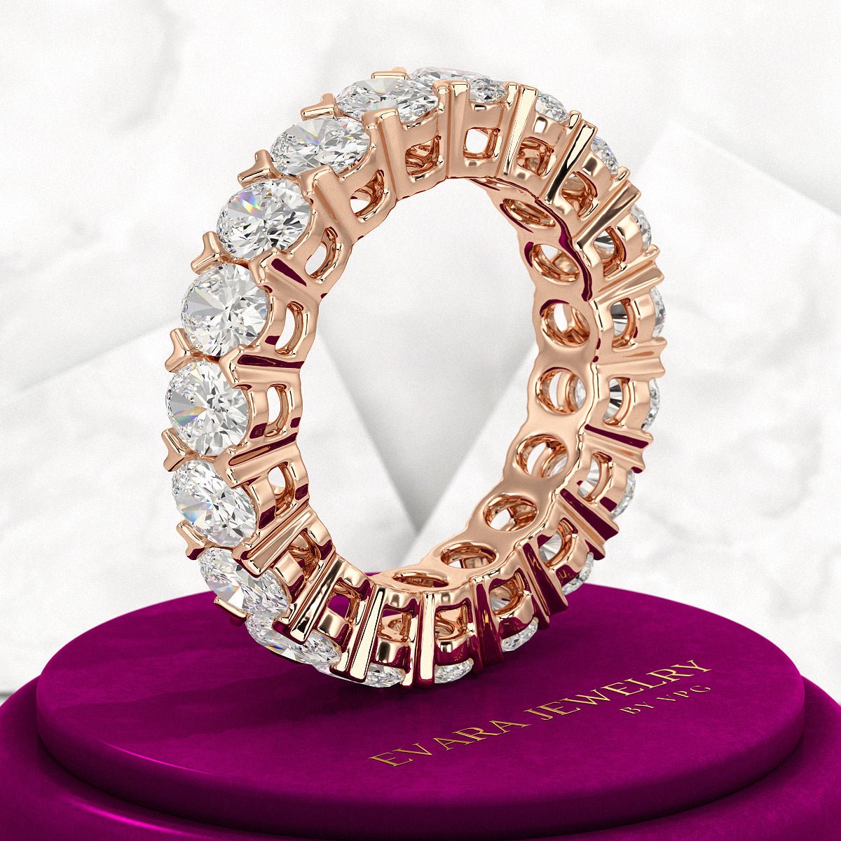 6 Carat Oval Cut Lab Grown Diamond Wedding Eternity Band - Evara Jewelry LLC