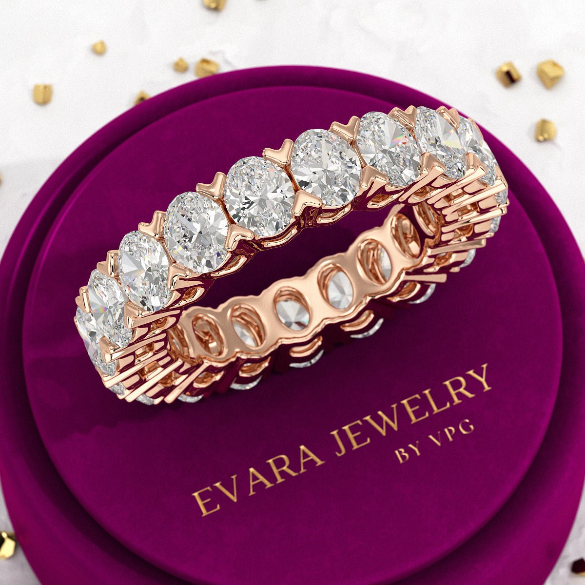 6 Carat Oval Cut Lab Grown Diamond Wedding Eternity Band - Evara Jewelry LLC