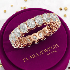 6 Carat Oval Cut Lab Grown Diamond Wedding Eternity Band - Evara Jewelry LLC