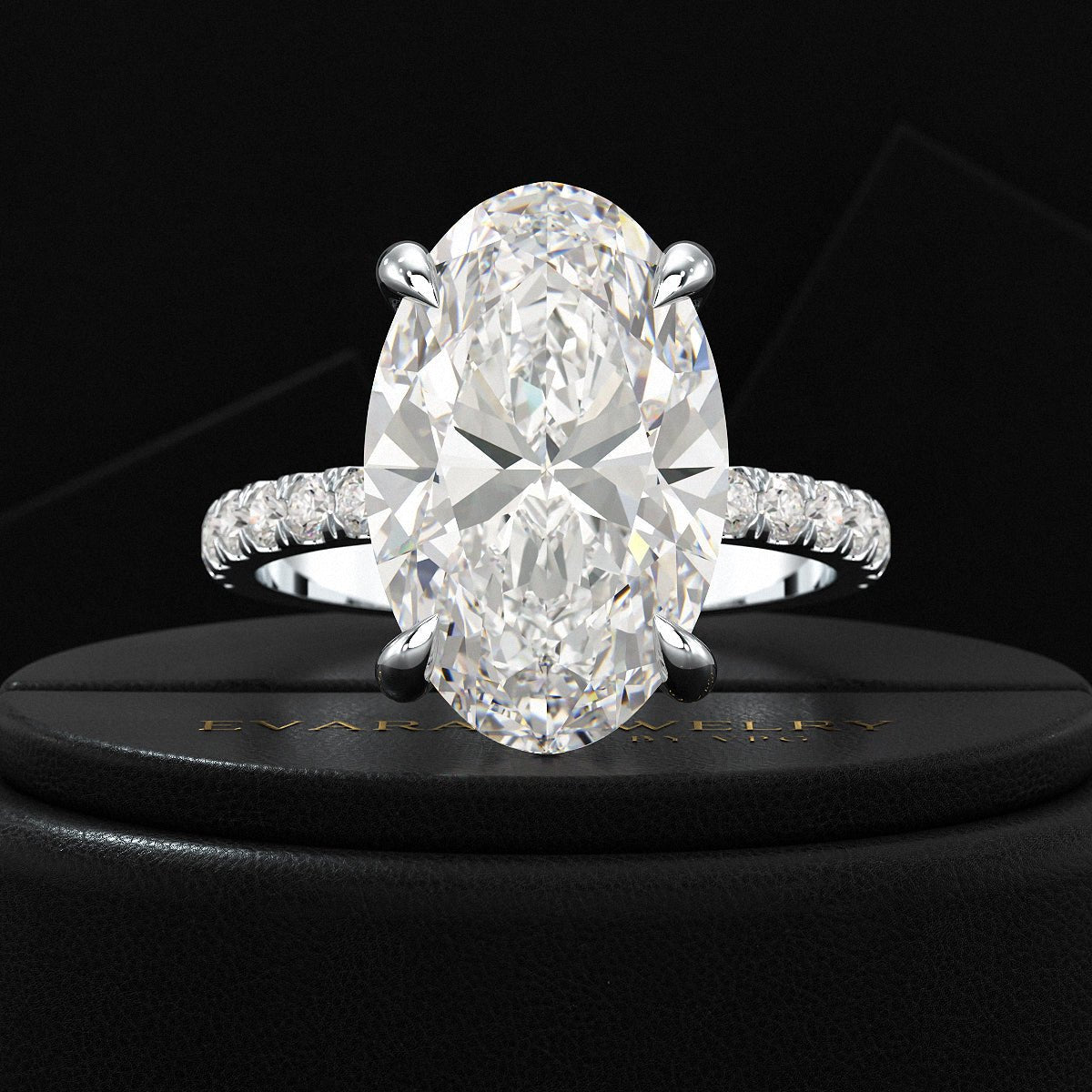 6 Carat Oval Diamond Engagement Ring - Evara Jewelry LLC