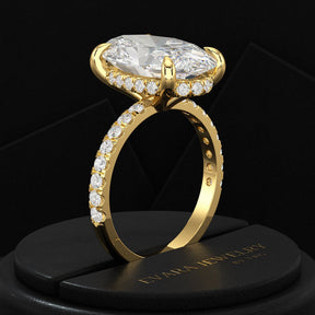 6 Carat Oval Diamond Engagement Ring - Evara Jewelry LLC
