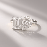 6 Carat Two Tone Pear & Emerald Toi Et Moi Engagement Ring - Evara Jewelry LLC