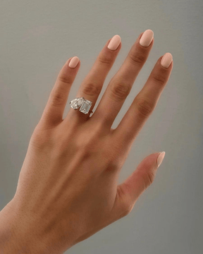 6 Carat Two Tone Pear & Emerald Toi Et Moi Engagement Ring - Evara Jewelry LLC