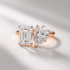 6 Carat Two Tone Pear & Emerald Toi Et Moi Engagement Ring - Evara Jewelry LLC