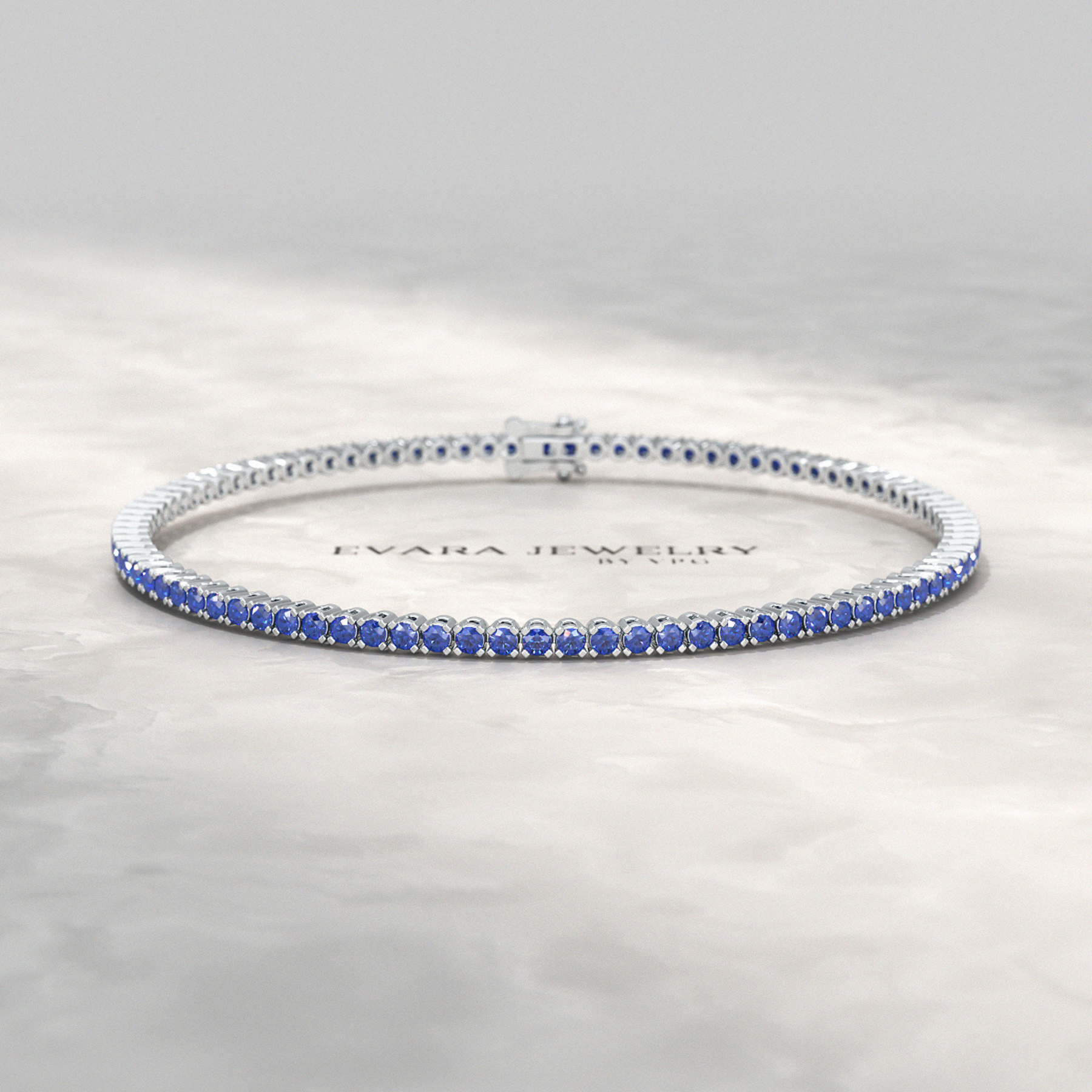 3.14 Carats Natural Blue Sapphire Tennis Bracelet in 14K/18K Solid Gold