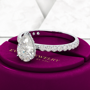 2 Carat Pear Cut Hidden Halo Pave Band Engagement Ring