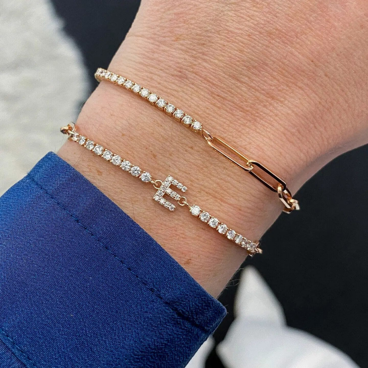 1.38 Carats Diamond & Paperclip 50-50 Tennis Bracelet - Lab Grown Diamond