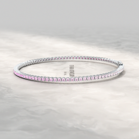 Ombre 3.24 Carats Natural Pink Sapphire Tennis Bracelet in 14K/18K White Gold