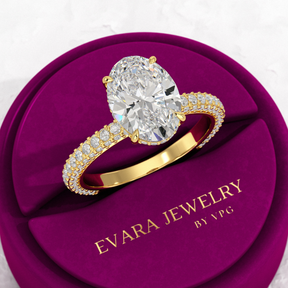 3 Carat Oval Cut Pave Band Engagement Ring