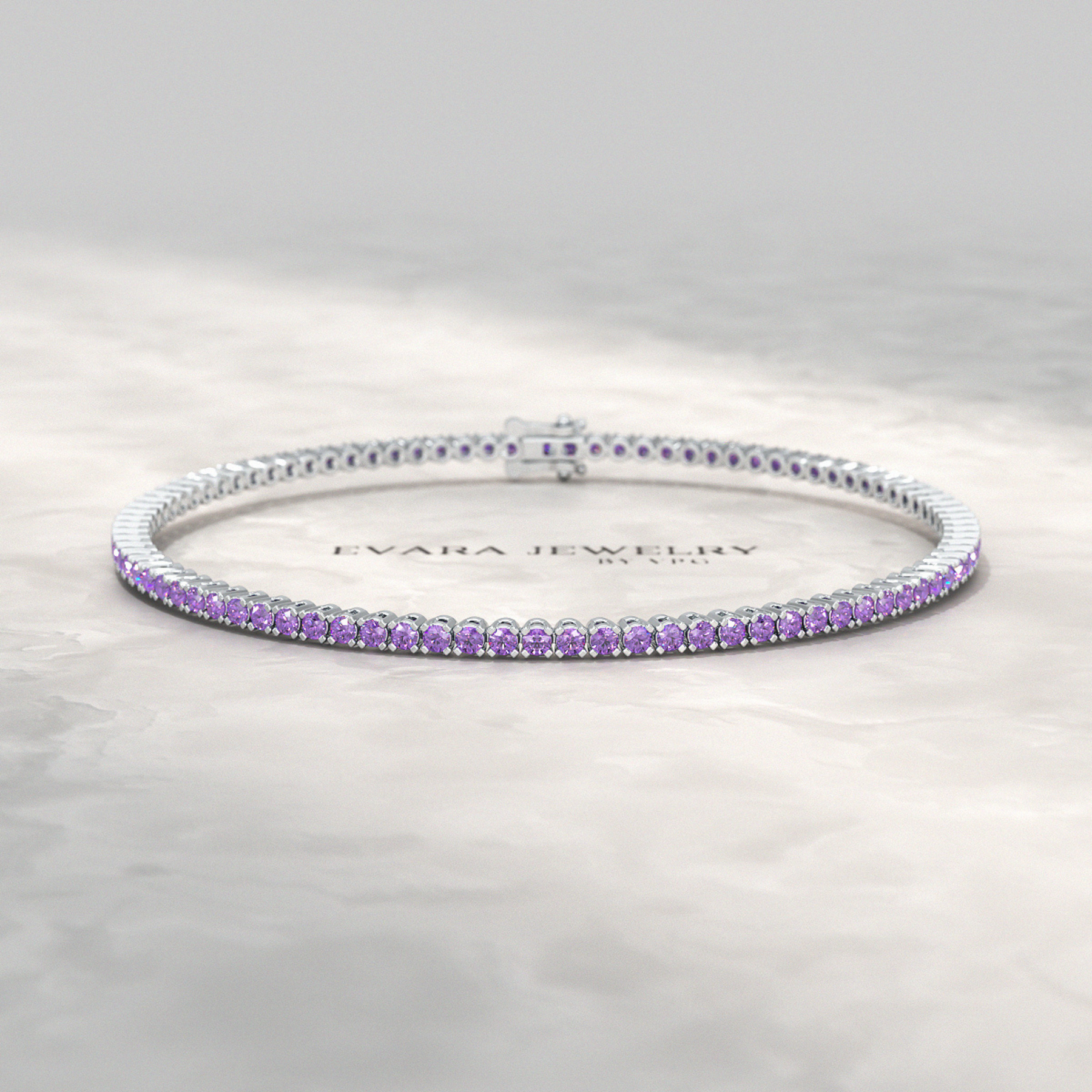 3.24 Carat Purple Amethyst Tennis Bracelet in 14K/18K Solid Gold