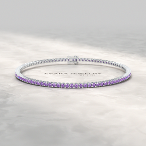 3.24 Carat Purple Amethyst Tennis Bracelet in 14K/18K Solid Gold