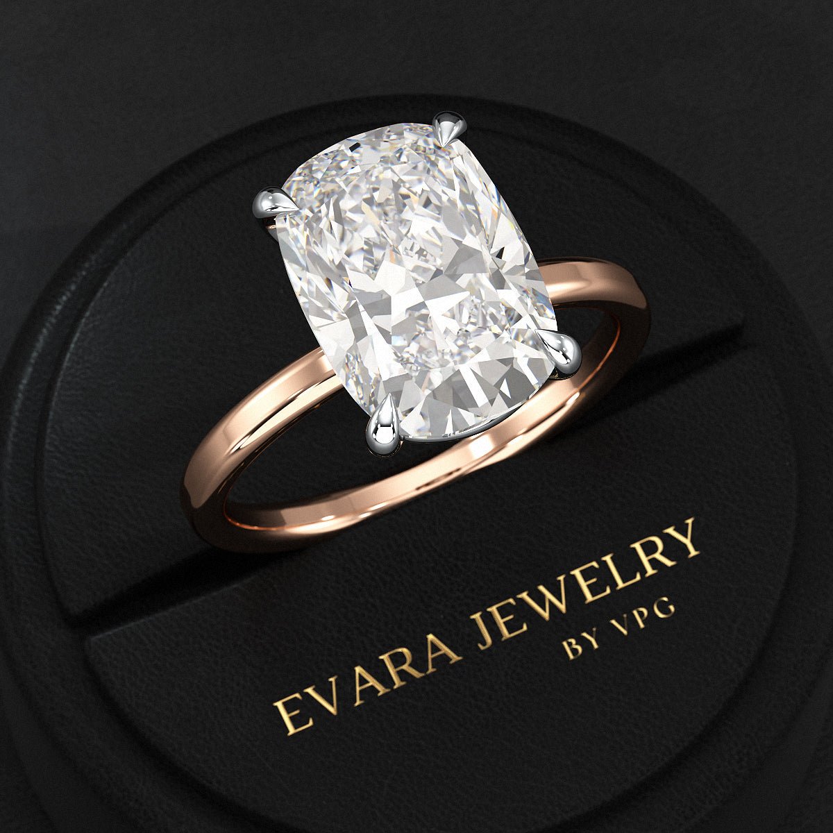 7 Carat Elongated Cushion Cut Diamond Anniversary Ring - Evara Jewelry LLC