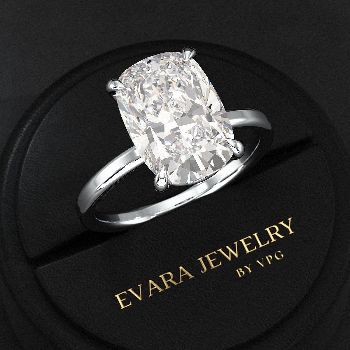 7 Carat Elongated Cushion Cut Diamond Anniversary Ring - Evara Jewelry LLC