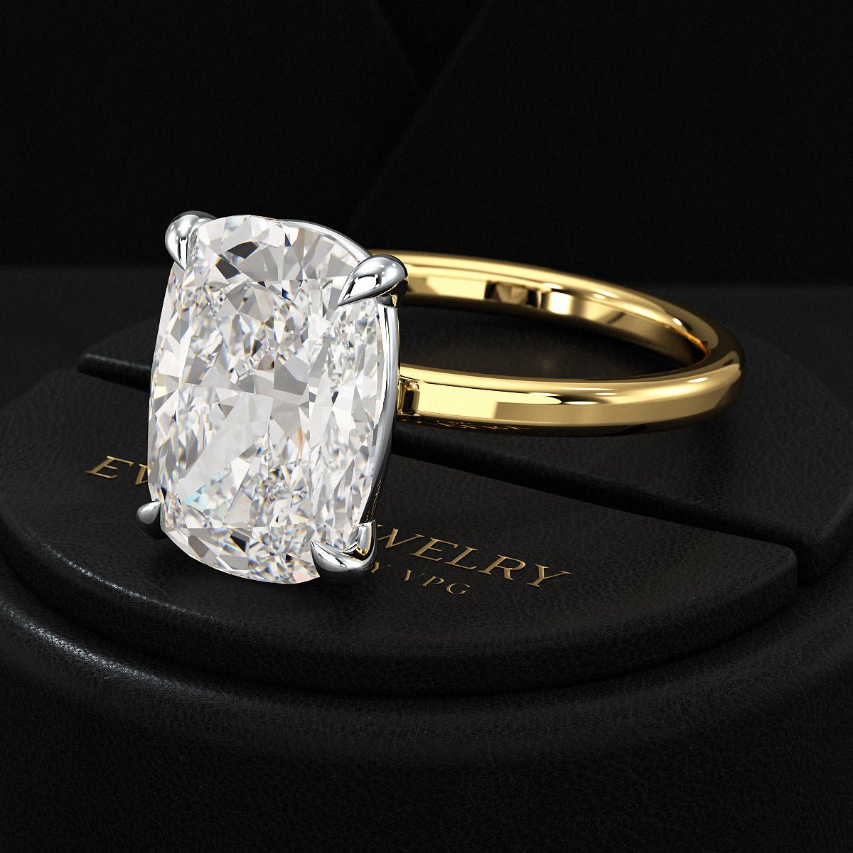 7 Carat Elongated Cushion Cut Diamond Anniversary Ring - Evara Jewelry LLC